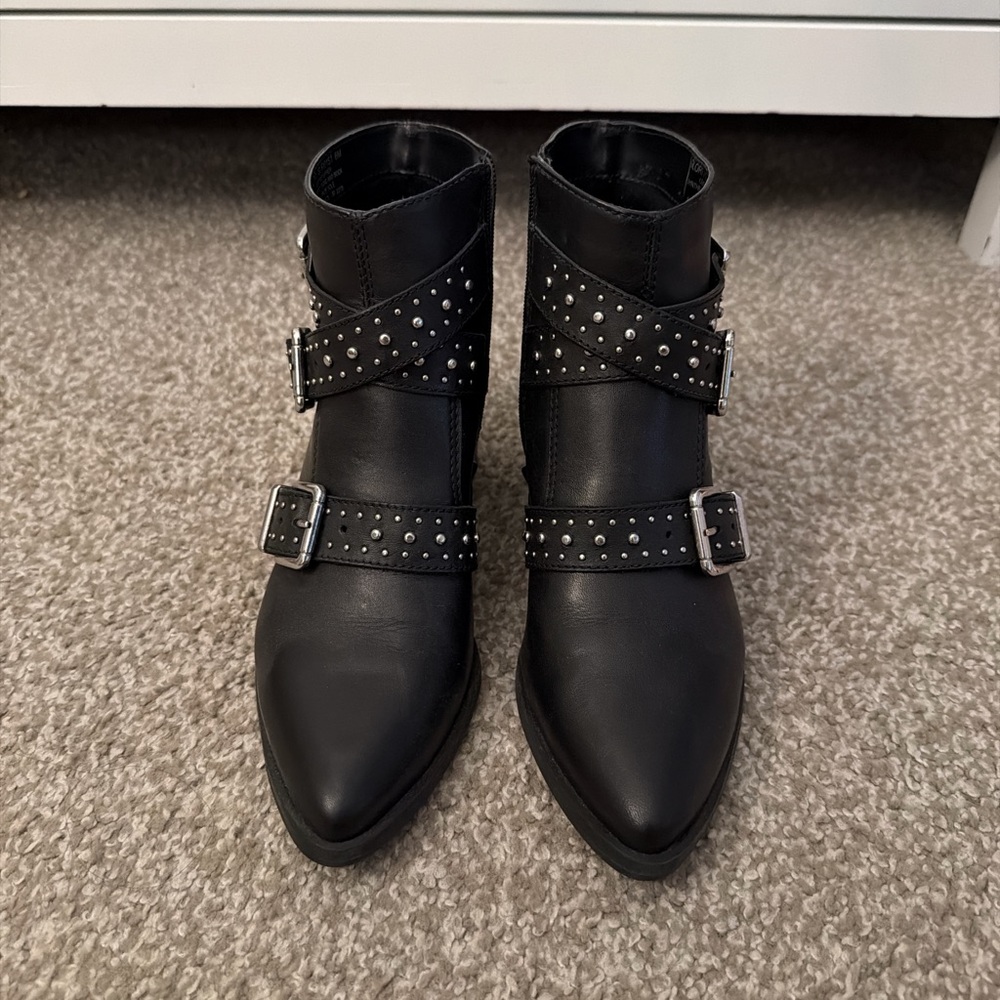 Steve Madden Black Ankle Boots with Silver Studs